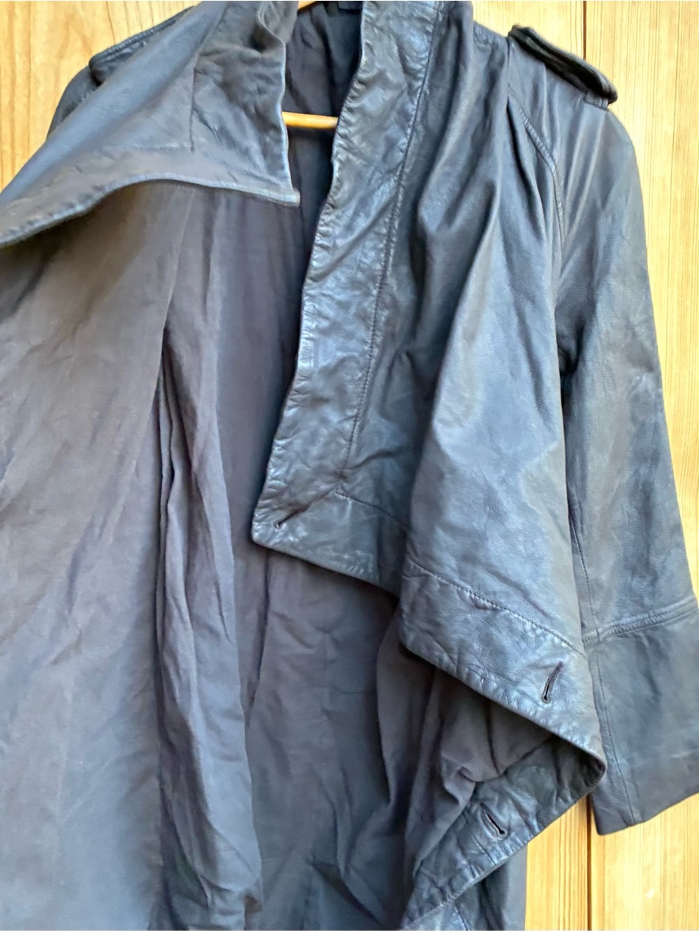 All Saints Spitalfields Brown Leather Coat Sz 10 - Picture 8 of 9